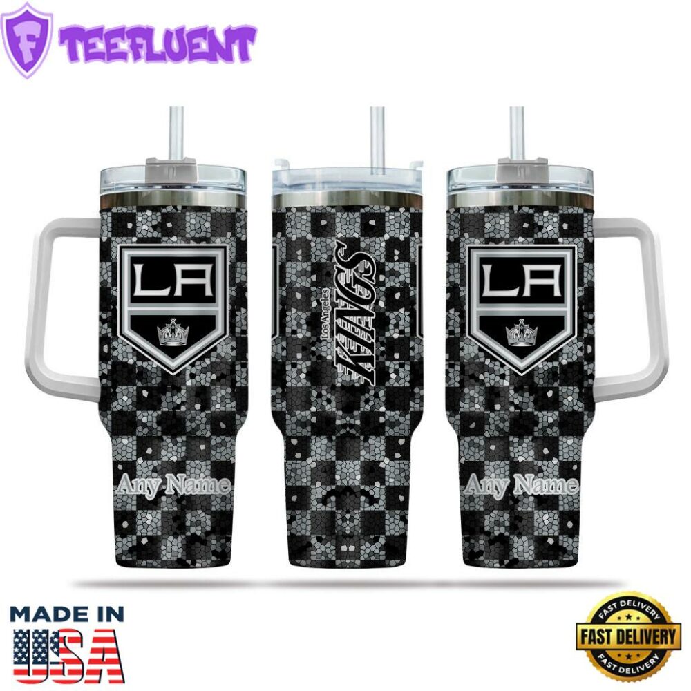 NHL Los Angeles Kings Stained Glass Effect Custom Stanley Quencher 40oz Stainless Steel Tumbler With Handle