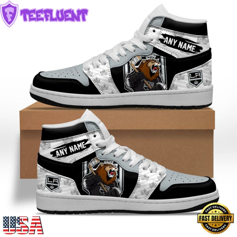NHL Los Angeles Kings Team Mascot Design Air Jordan 1 Hightop Shoes