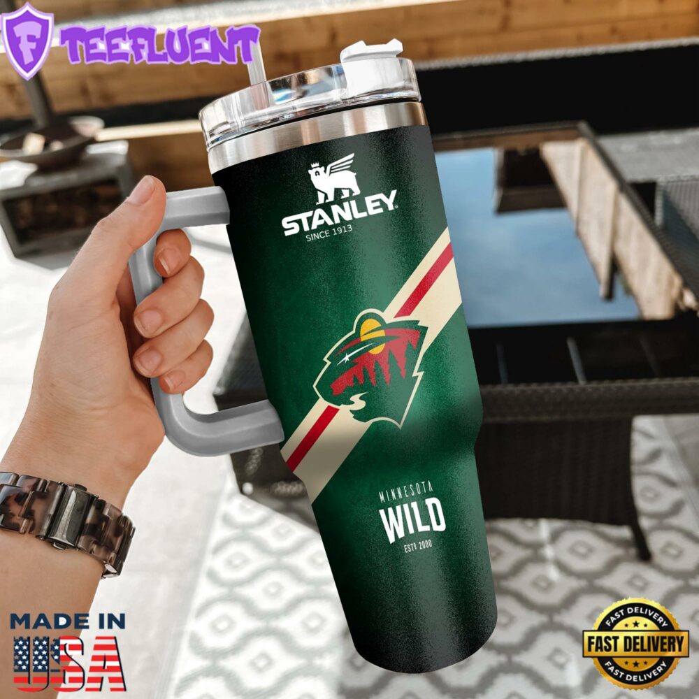 NHL Minnesota Wild Custom Stanley Quencher 40oz Stainless Steel Tumbler With Handle