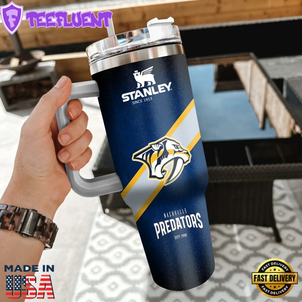 NHL Nashville Predators Custom Stanley Quencher 40oz Stainless Steel Tumbler With Handle