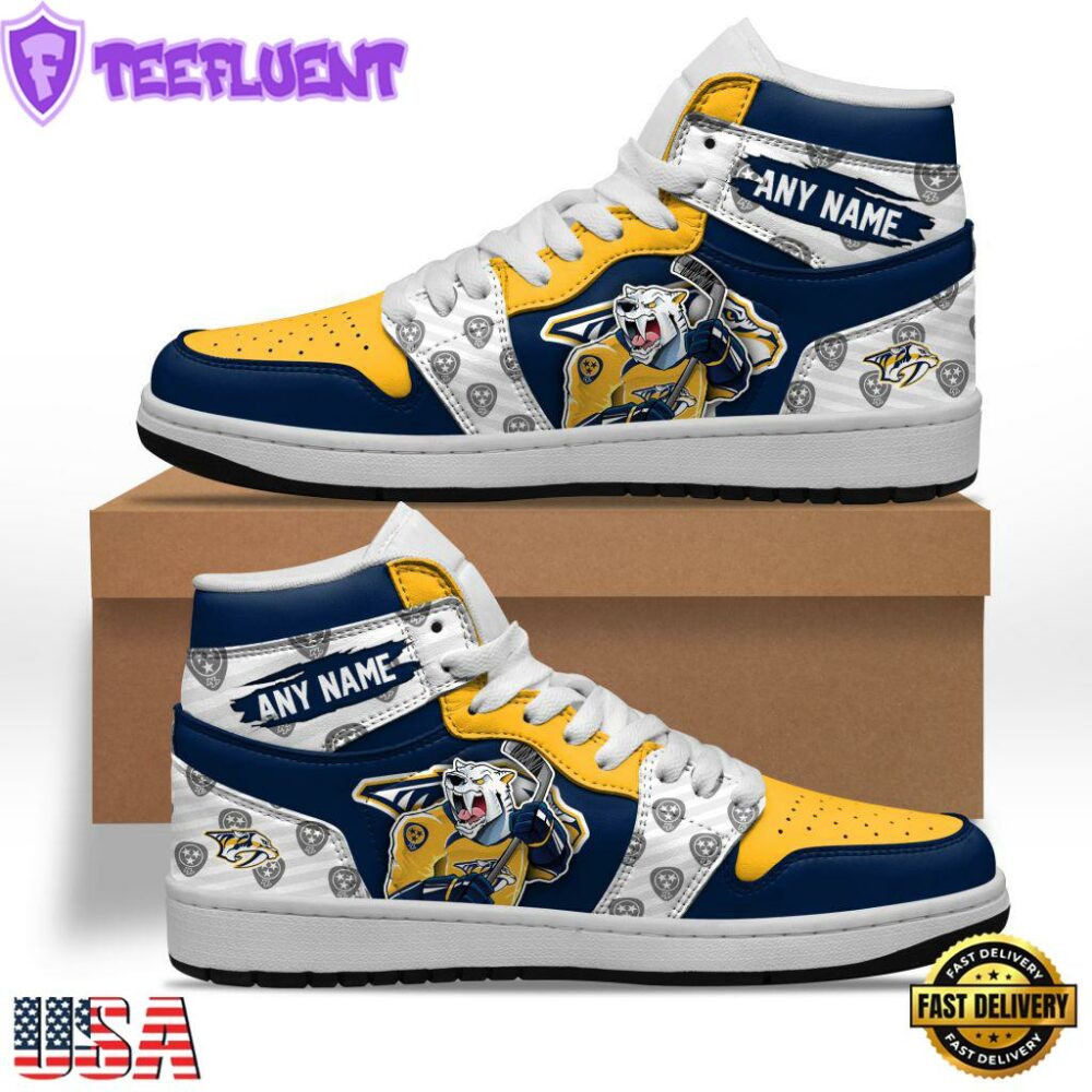 NHL Nashville Predators Team Mascot Design Air Jordan 1 Hightop Shoes