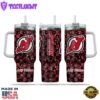 NHL New Jersey Devils Stained Glass Effect Custom Stanley Quencher 40oz Stainless Steel Tumbler With Handle