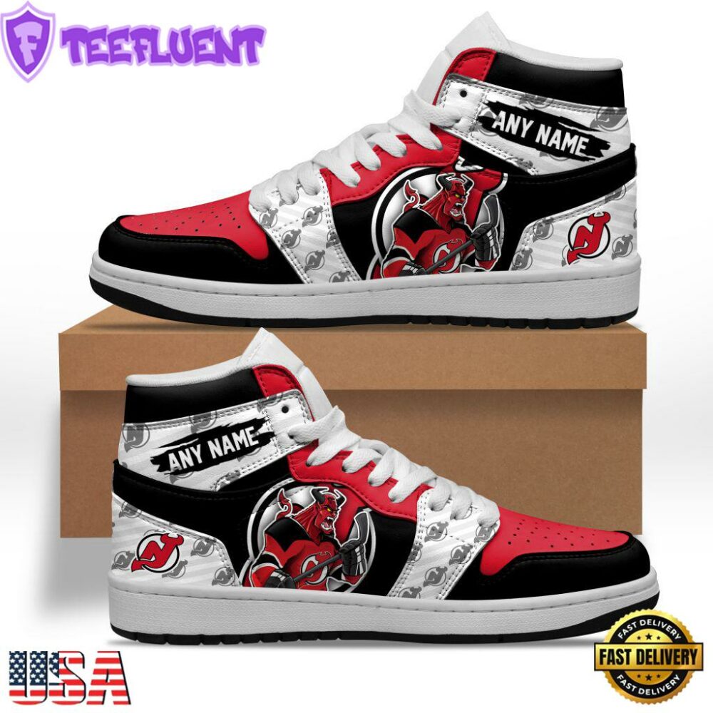 NHL New Jersey Devils Team Mascot Design Air Jordan 1 Hightop Shoes