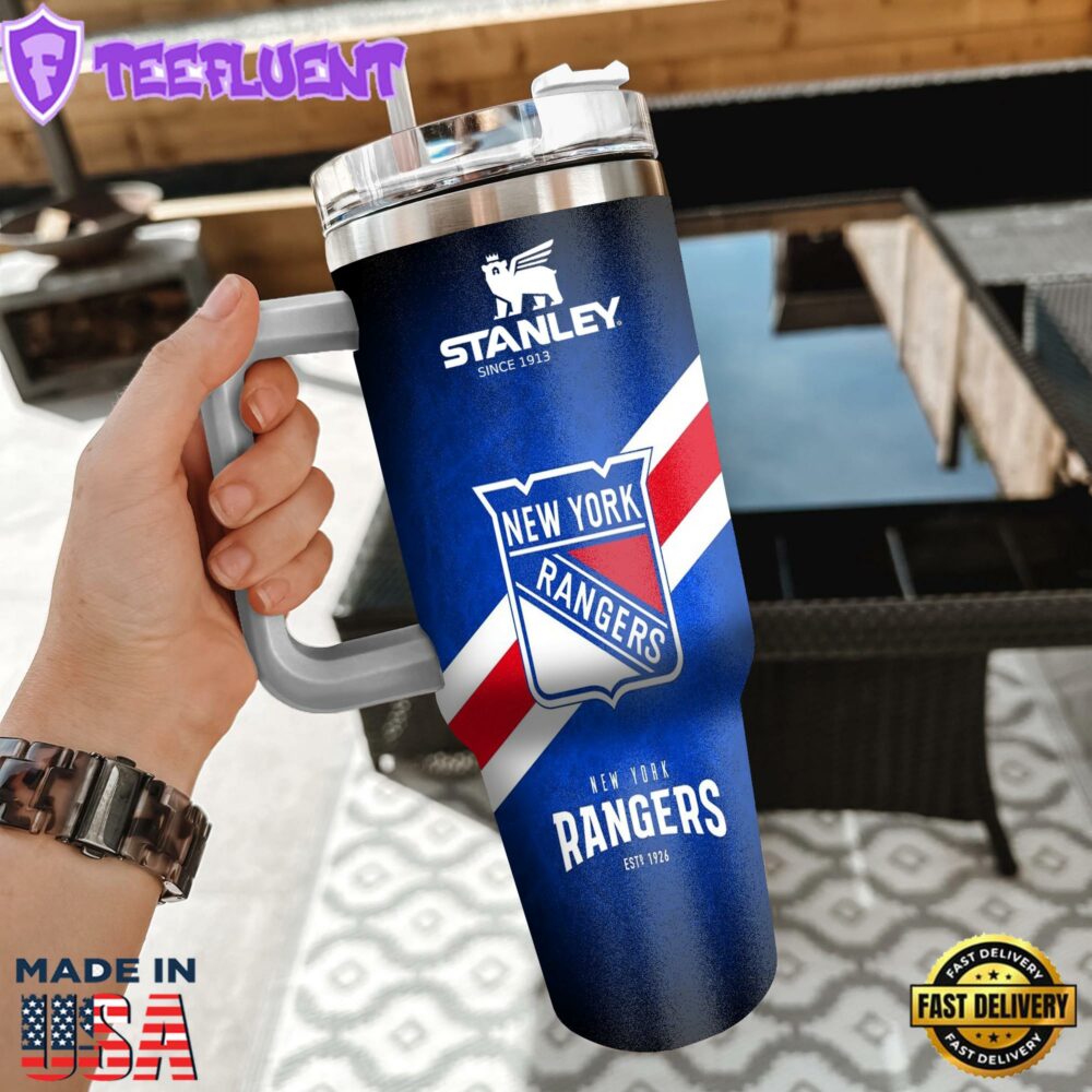 NHL New York Rangers Custom Stanley Quencher 40oz Stainless Steel Tumbler With Handle