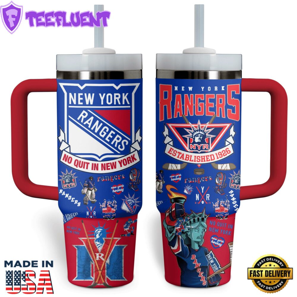 NHL New York Rangers NHL Custom Stanley Quencher 40oz Stainless Steel Tumbler With Handle 2