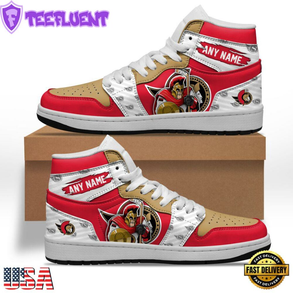 NHL Ottawa Senators Team Mascot Design Air Jordan 1 Hightop Shoes