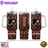 NHL Philadelphia Flyers Stained Glass Effect Custom Stanley Quencher 40oz Stainless Steel Tumbler With Handle