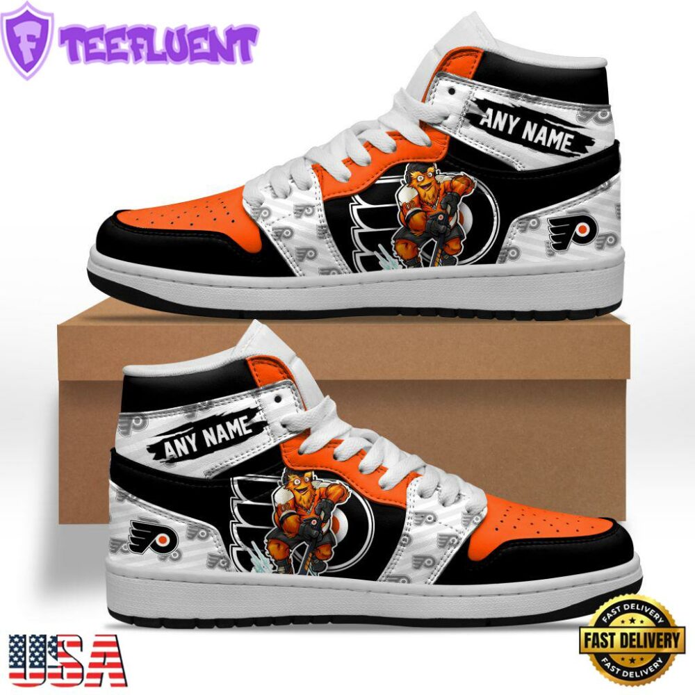 NHL Philadelphia Flyers Team Mascot Design Air Jordan 1 Hightop Shoes