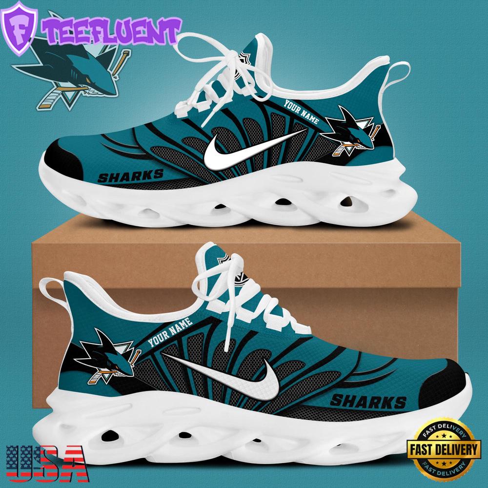 NHL San Jose Sharks Hockey Logo Custom Name Max Soul Shoes