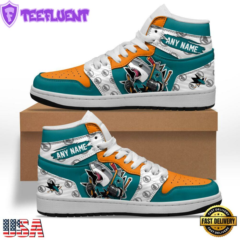 NHL San Jose Sharks Team Mascot Design Air Jordan 1 Hightop Shoes