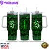 NHL Seattle Kraken Happy St. Patrick's Day Custom Stanley Quencher 40oz Stainless Steel Tumbler With Handle