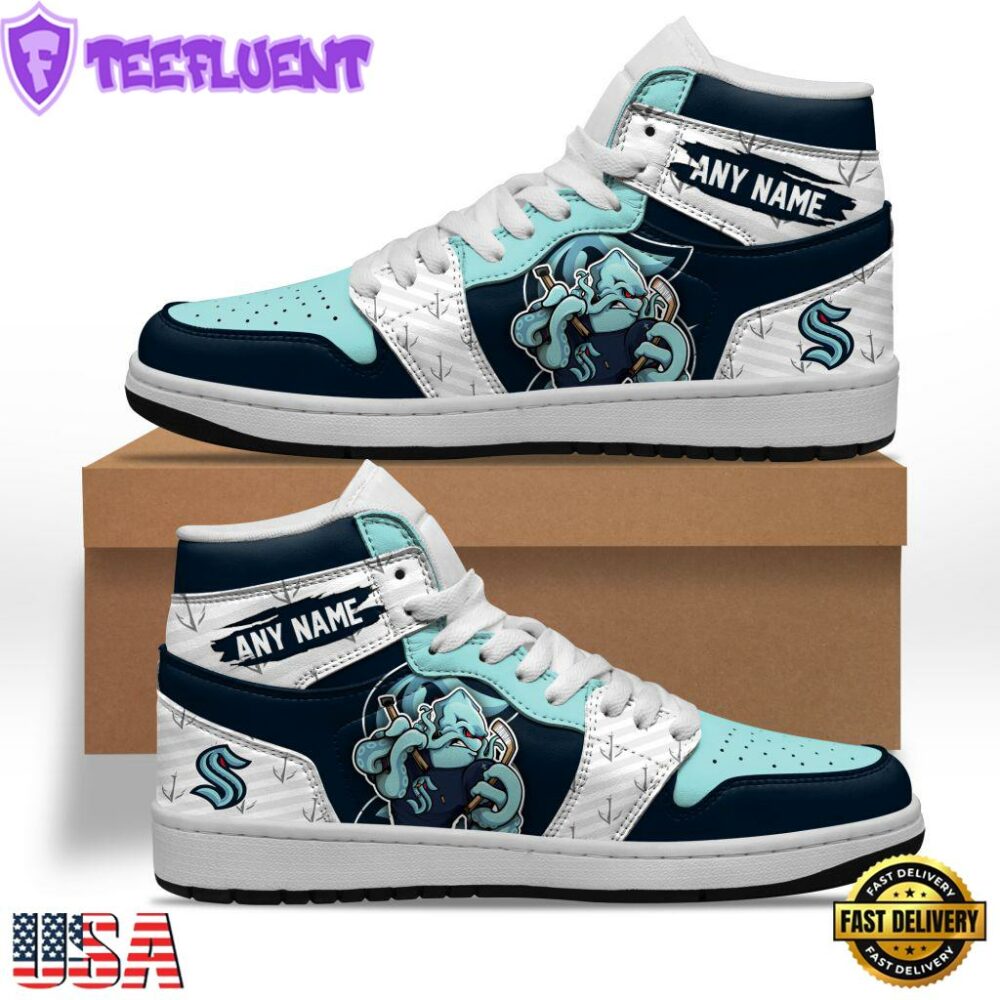 NHL Seattle Kraken Team Mascot Design Air Jordan 1 Hightop Shoes