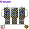 NHL St. Louis Blues Stained Glass Effect Custom Stanley Quencher 40oz Stainless Steel Tumbler With Handle