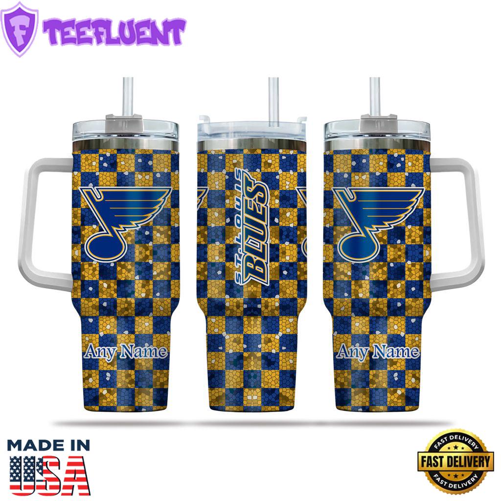 NHL St. Louis Blues Stained Glass Effect Custom Stanley Quencher 40oz Stainless Steel Tumbler With Handle NHL St. Louis Blues Stained Glass Effect Custom Stanley Quencher 40oz Stainless Steel Tumbler With Handle