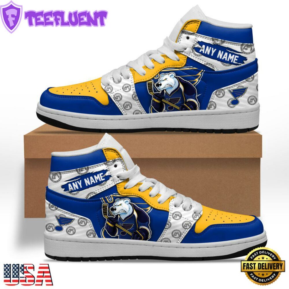 NHL St. Louis Blues Team Mascot Design Air Jordan 1 Hightop Shoes