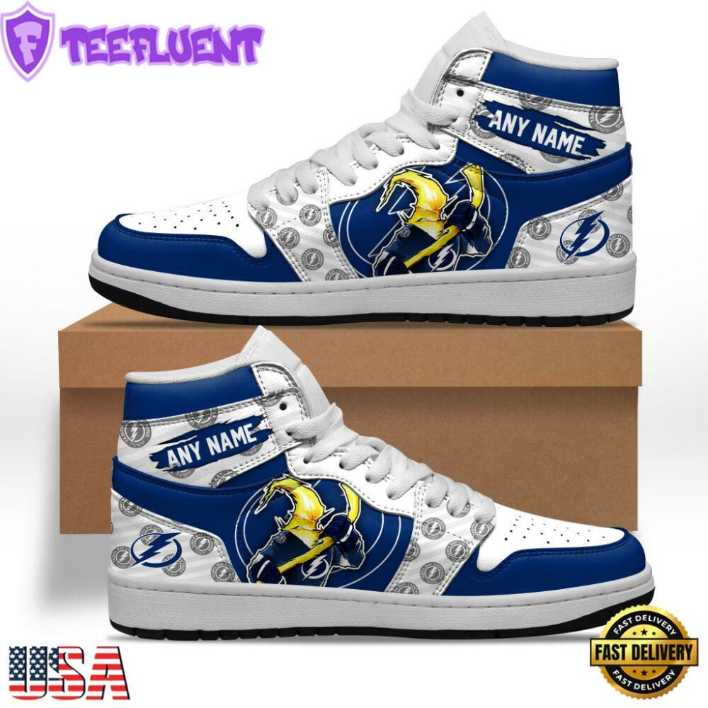 NHL Tampa Bay Lightning Team Mascot Design Air Jordan 1 Hightop Shoes