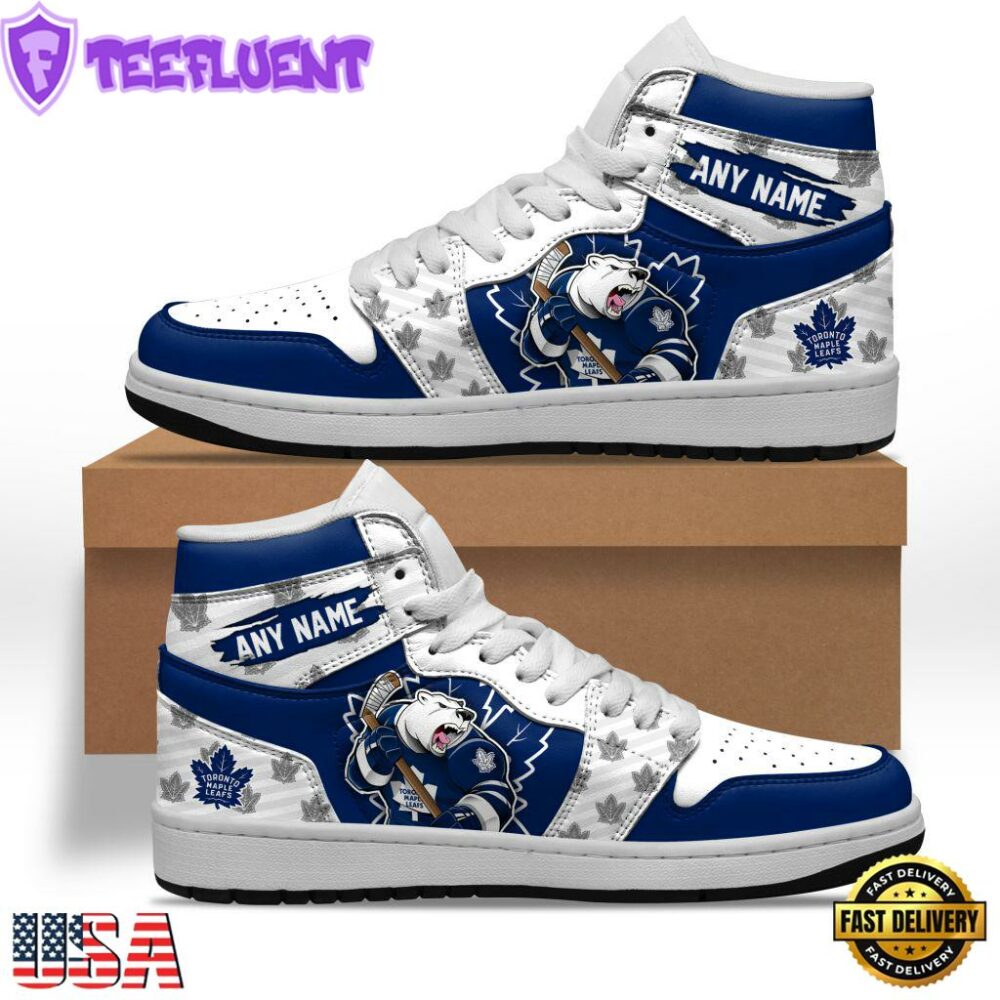 NHL Toronto Maple Leafs Team Mascot Design Air Jordan 1 Hightop Shoes