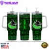 NHL Vancouver Canucks Happy St. Patrick's Day Custom Stanley Quencher 40oz Stainless Steel Tumbler With Handle