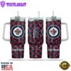 NHL Winnipeg Jets Stained Glass Effect Custom Stanley Quencher 40oz Stainless Steel Tumbler With Handle