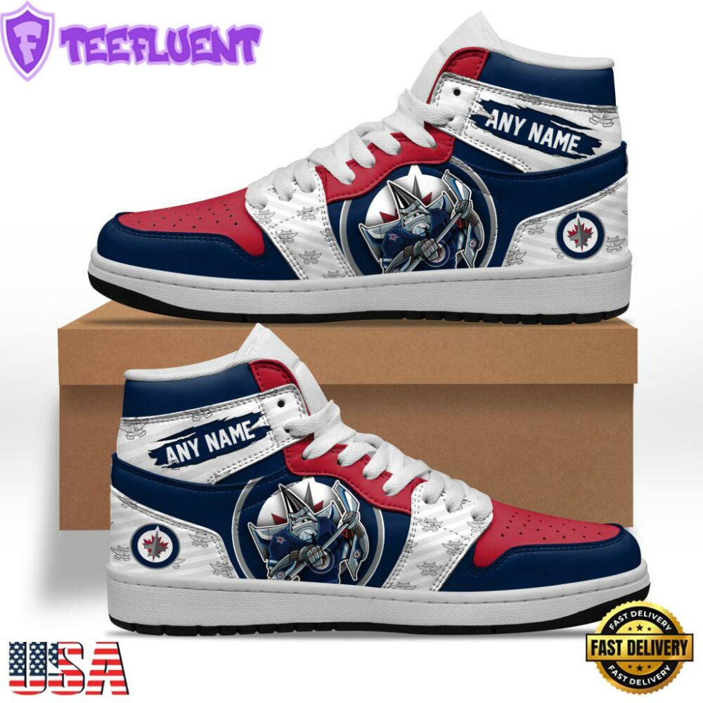 NHL Winnipeg Jets Team Mascot Design Air Jordan 1 Hightop Shoes