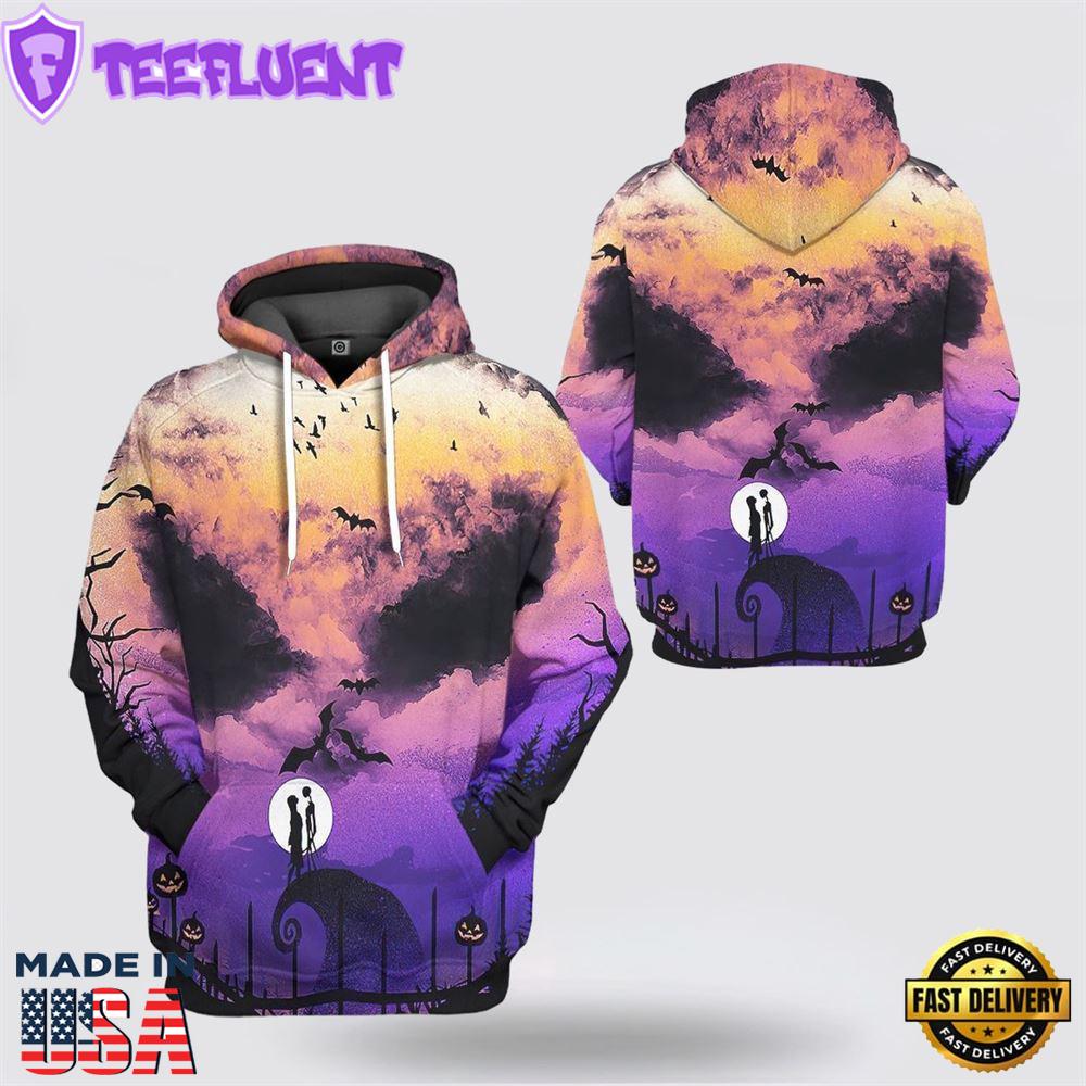 Nightmare Sky Face Before Christmas All Over Print 3D Hoodie