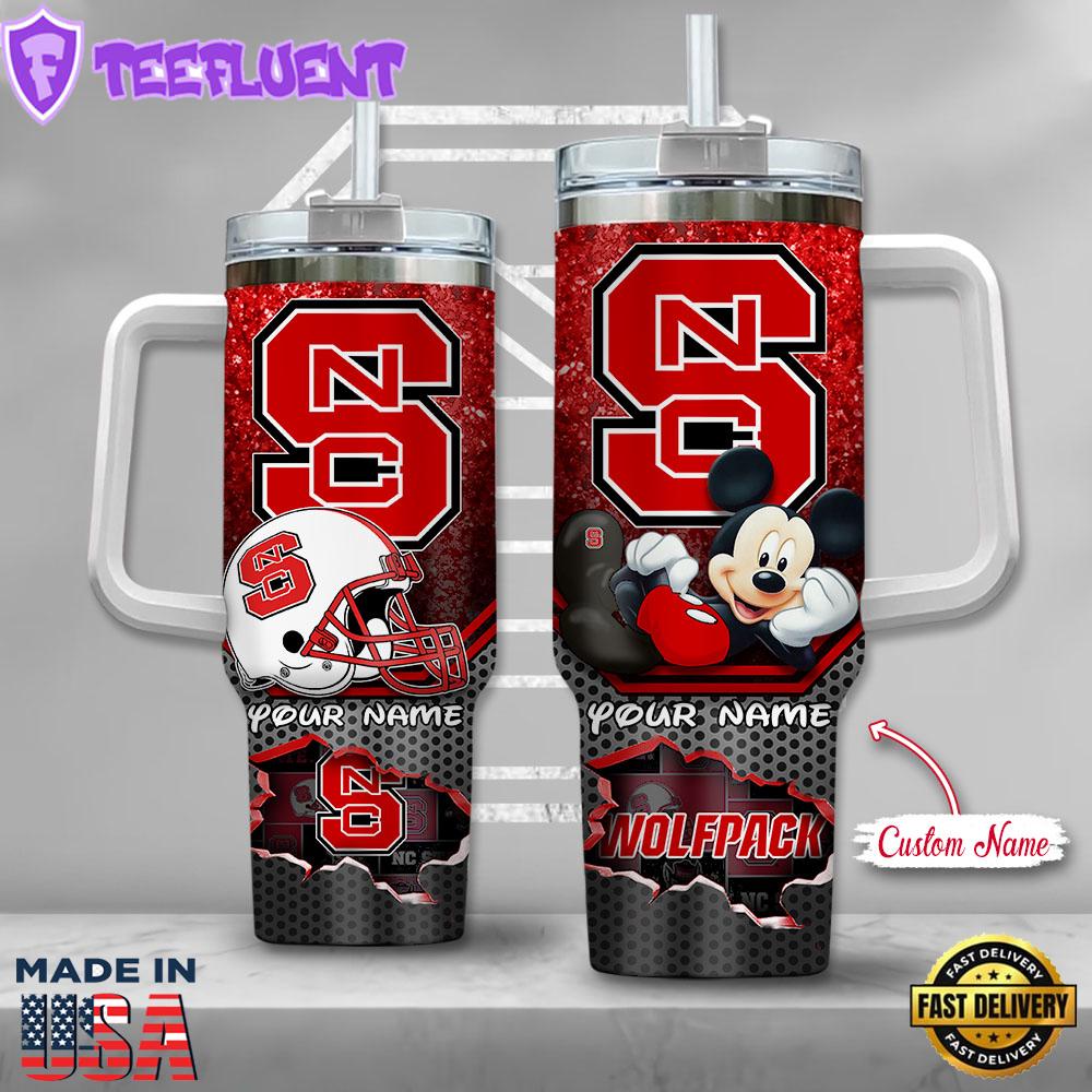 North Carolina State Wolfpack NCAA Mickey Mouse Custom Stanley Quencher 40oz Stainless Steel Tumbler With Handle