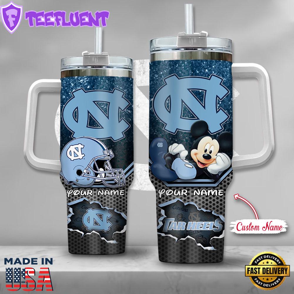 North Carolina Tar Heels NCAA Mickey Mouse Custom Stanley Quencher 40oz Stainless Steel Tumbler With Handle