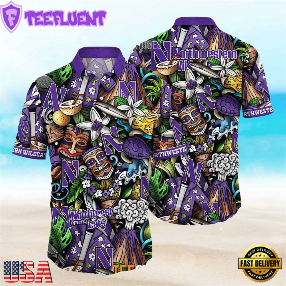 Northwestern Wildcats Ncaa Mens Floral Special Design Hawaiian Shirt
