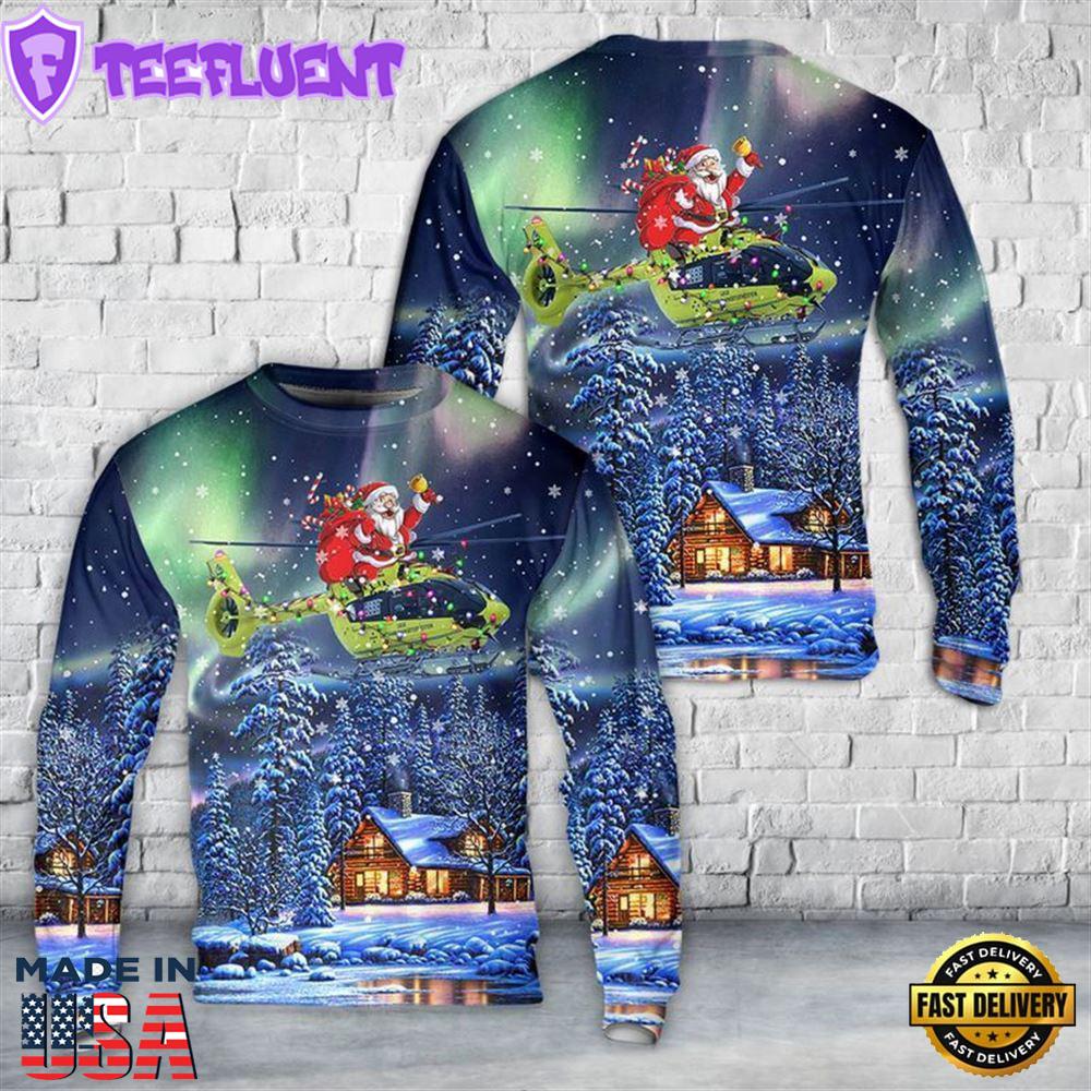 Norwegian Air Ambulance Airbus H145 helicopter Ugly Christmas Sweater For Men Women