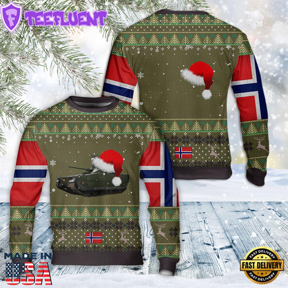 Norwegian Army CV90 Infantry Fighting Vehicle Christmas AOP Sweater 1