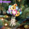 Norwegian Elkhound With Balloons Christmas Ornament, Gift For Christmas