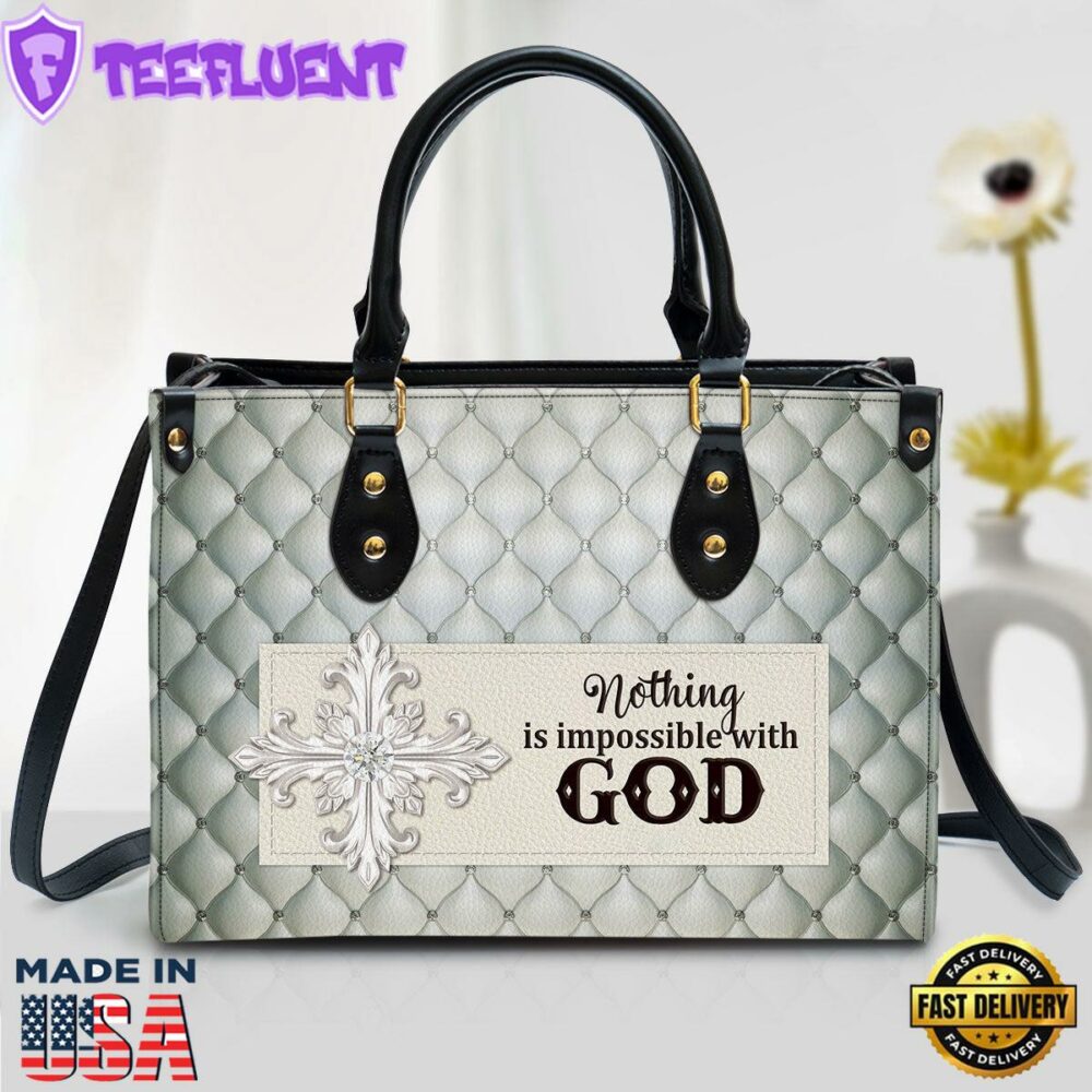Nothing Is Impossible With God Beautiful Leather Handbag Christ Gifts Leather Bags