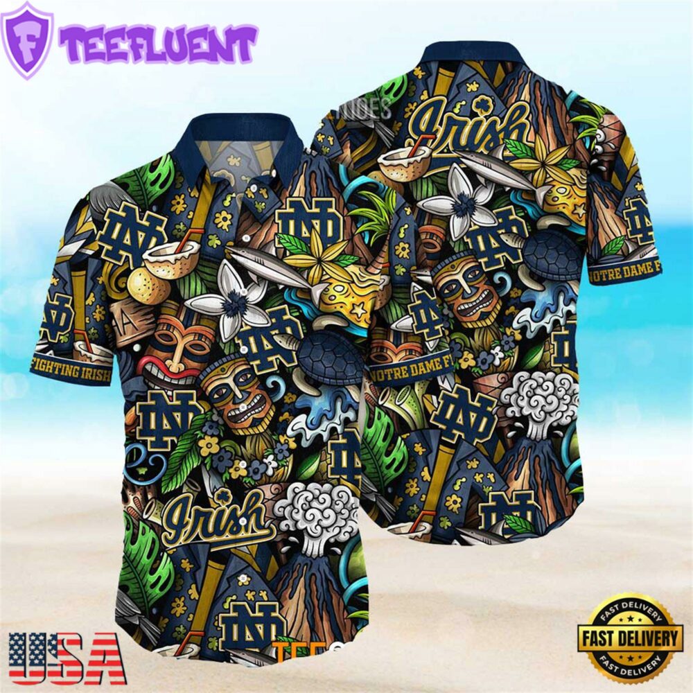 Notre Dame Fighting Irish Ncaa Mens Floral Special Design Hawaiian Shirt