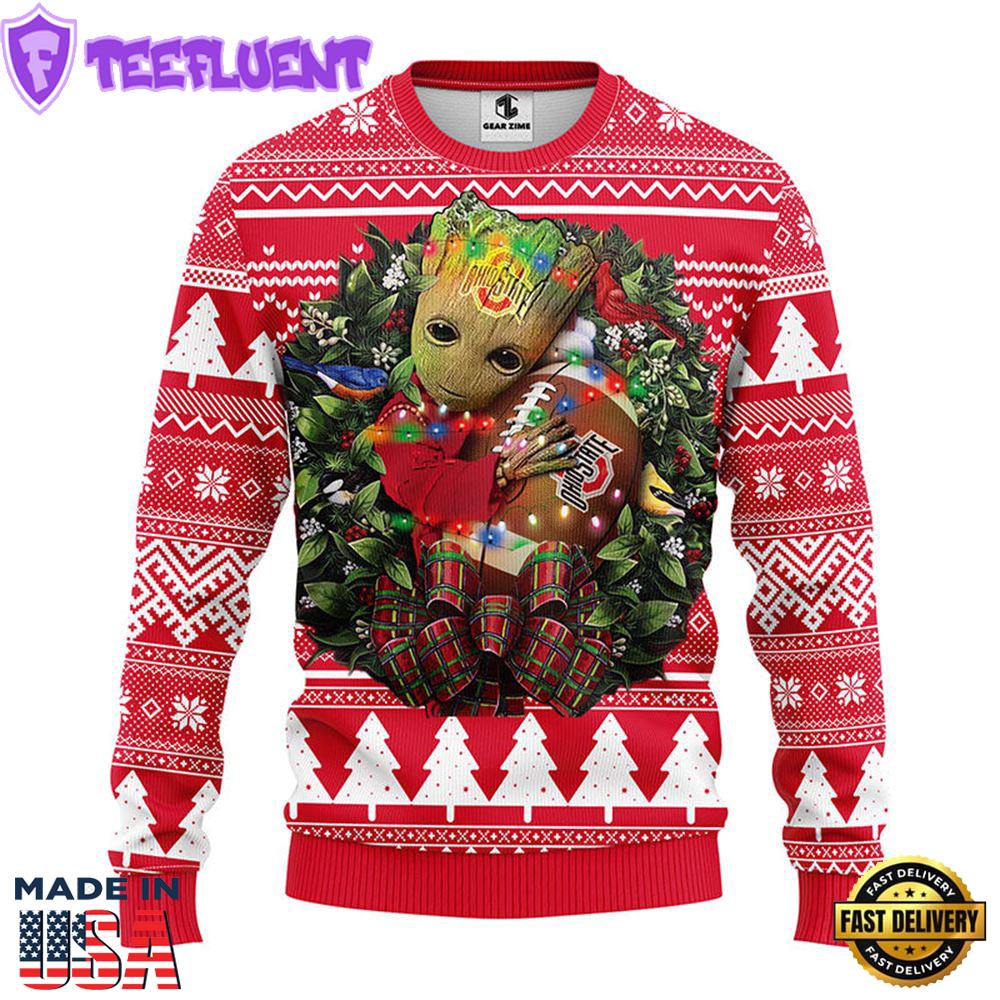 Ohio State Buckeyes Groot Hug Christmas Ugly Sweater Sport For Fan