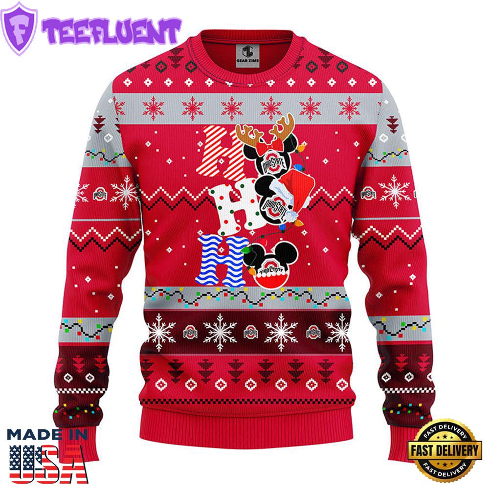 Ohio State Buckeyes Hohoho Mickey Christmas Ugly Sweater
