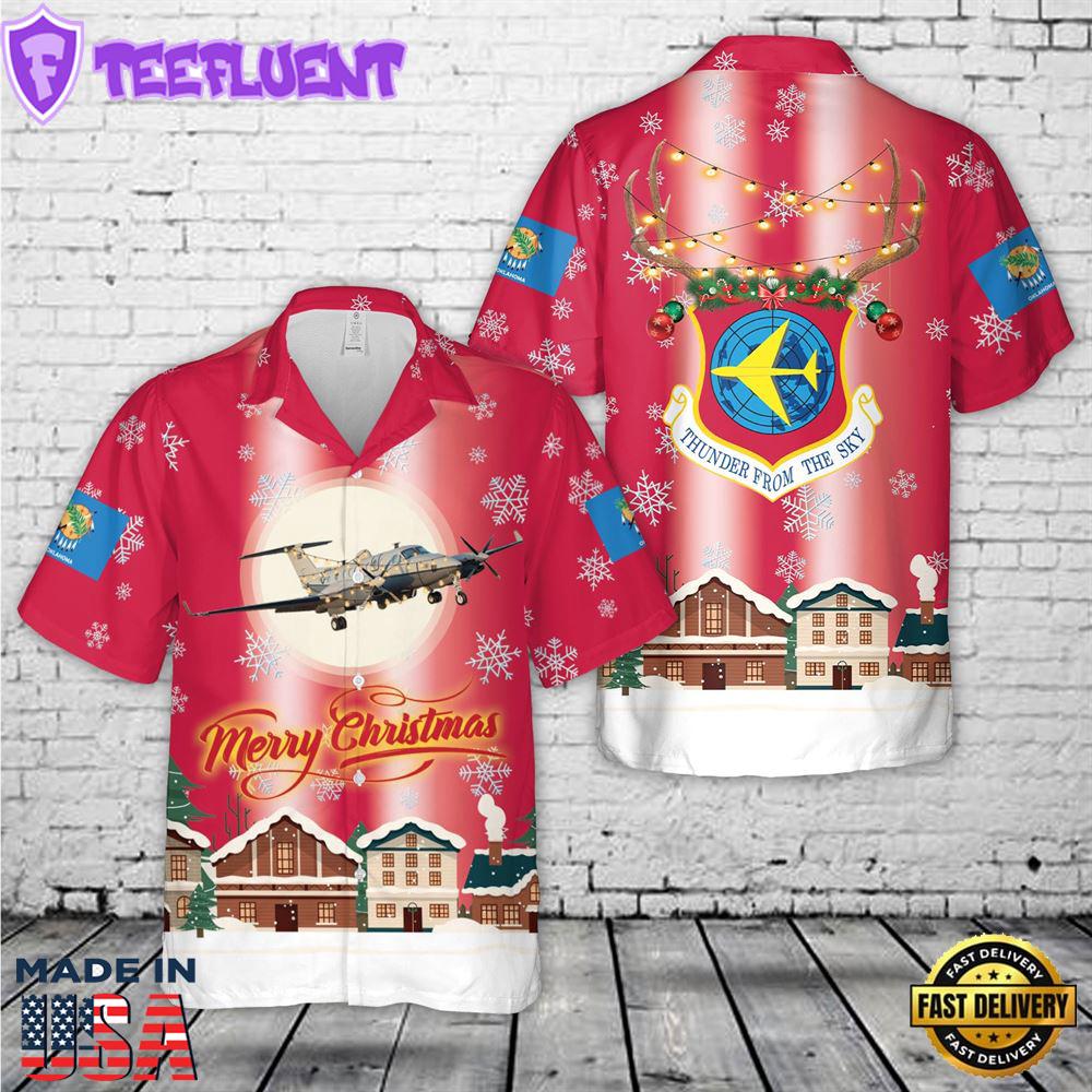 Oklahoma Air National Guard 137th Special Operations Wing MC-12W Christmas Hawaiian Shirt