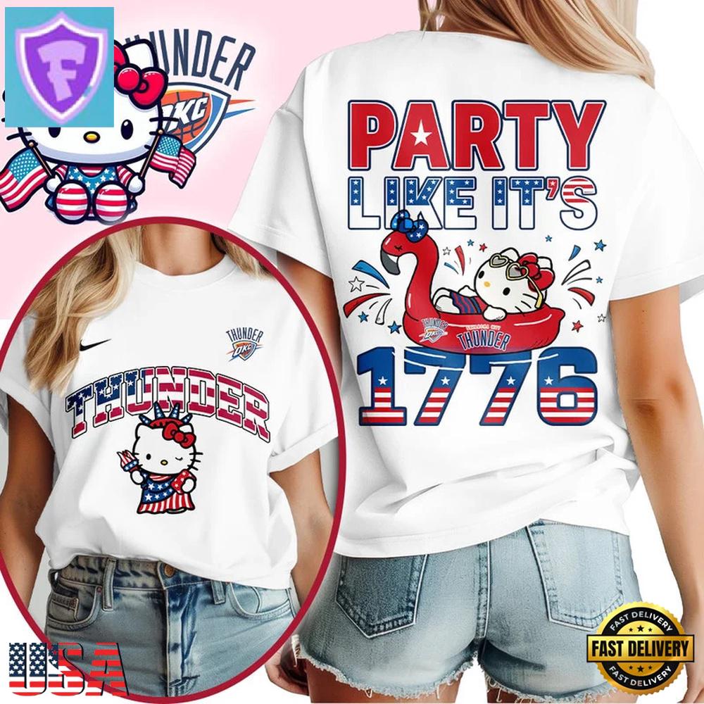 Oklahoma City Thunder 2026 NBA Hello Kitty Independence Day Unisex 3D Shirt