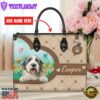 Old English Sheep Dog Duccy Dog Lover Leather Handbag
