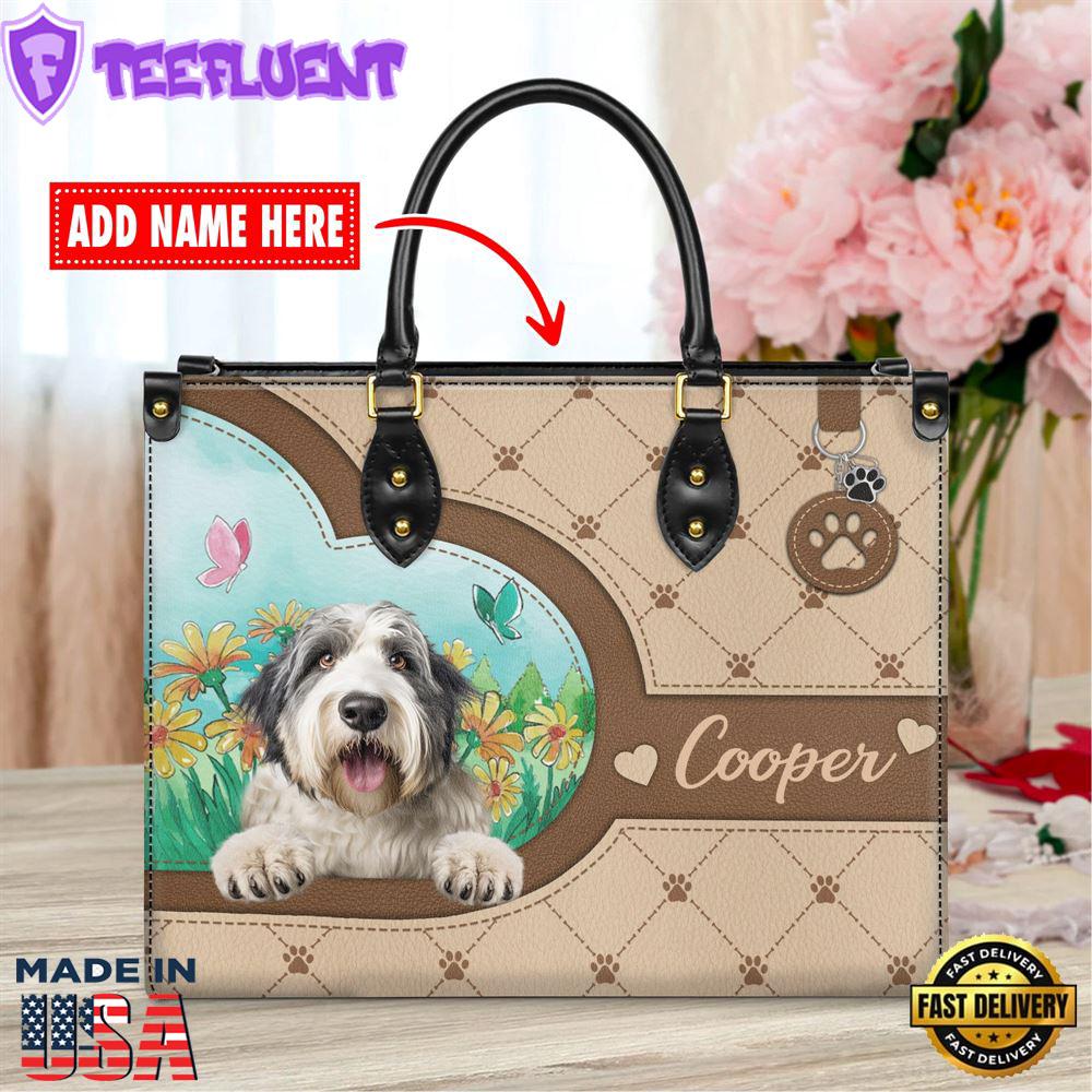 Old English Sheep Dog Duccy Dog Lover Leather Handbag
