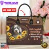 Old English Sheep Dog Kisses Fix Everything Leather Handbag