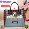 Old English Sheep Dog This Human Belongs To Leather Handbag