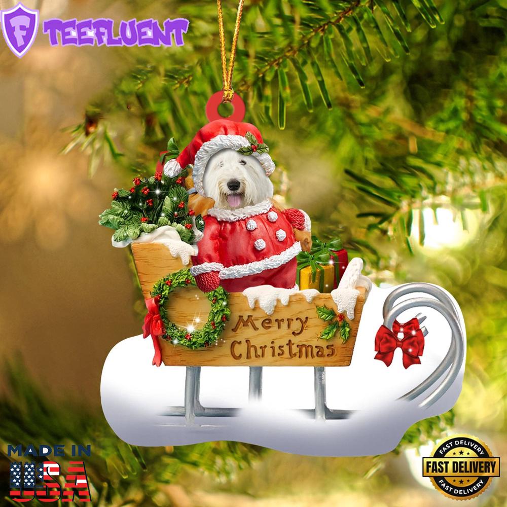Old English Sheepdog Merry Christmas Ornament, Gift For Christmas