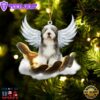 Old English Sheepdog On The Hands Of Jesus Ornament, Gift For Christmas