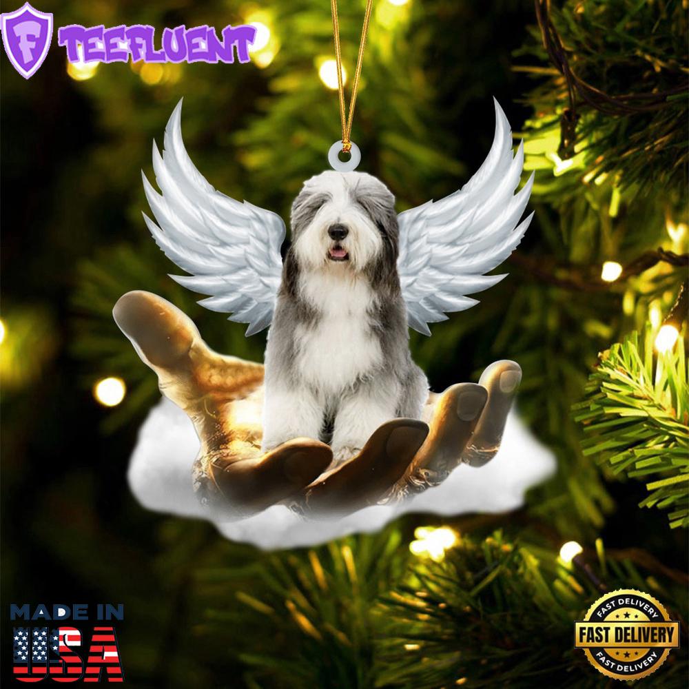 Old English Sheepdog On The Hands Of Jesus Ornament, Gift For Christmas