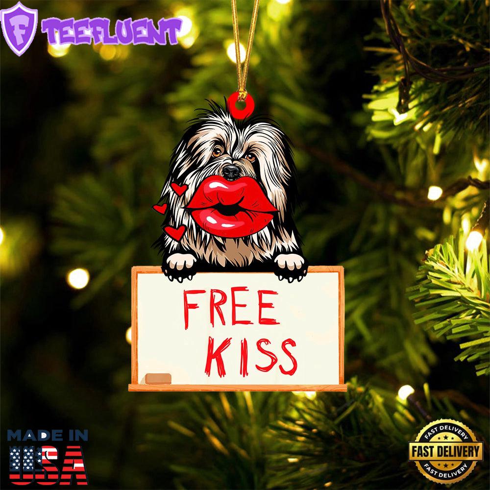 Old-English-Sheepdog Free Kiss Christmas Ornament, Gift For Christmas