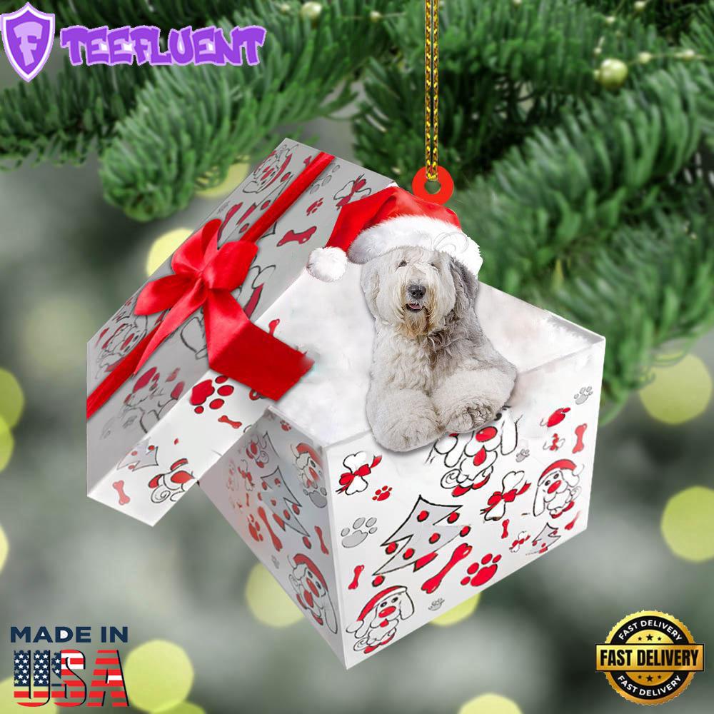Old-English-Sheepdog In Gift Box Christmas Ornament, Gift For Christmas