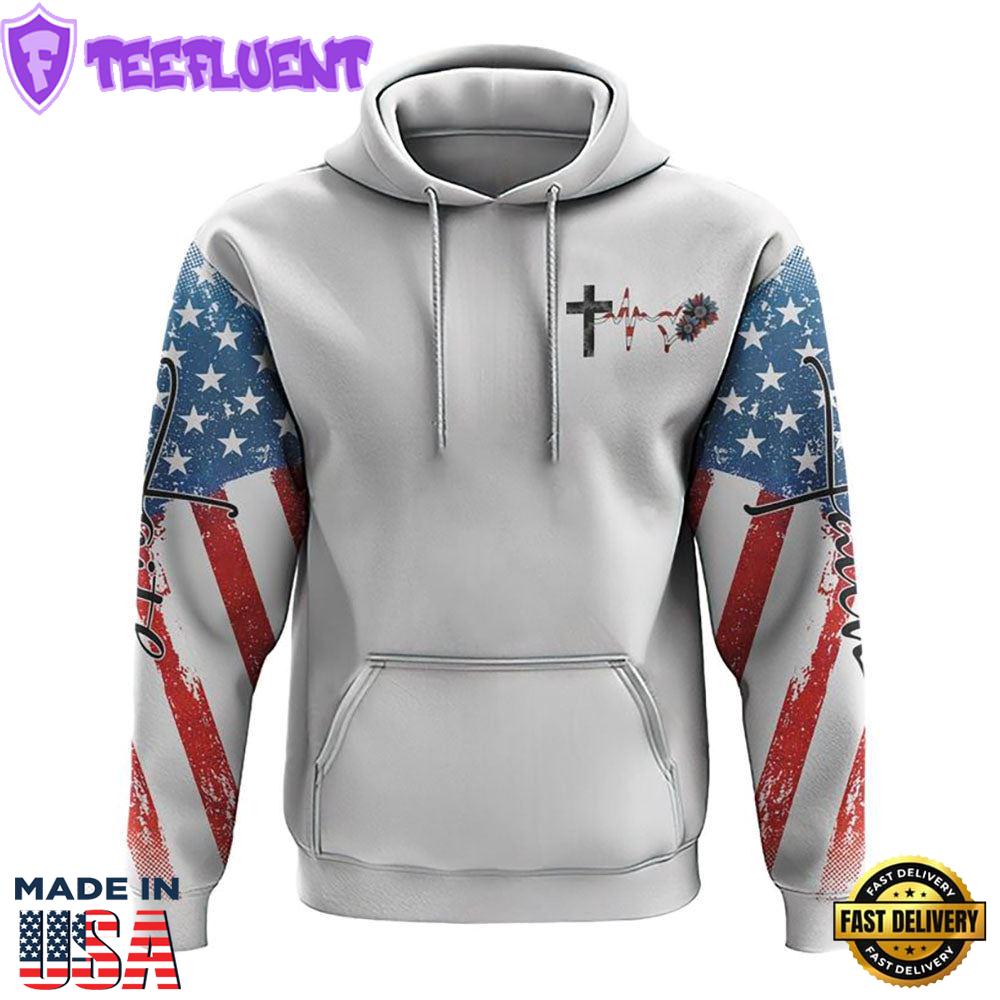 One Blessed Mama America Wings Cross 3D Hoodie