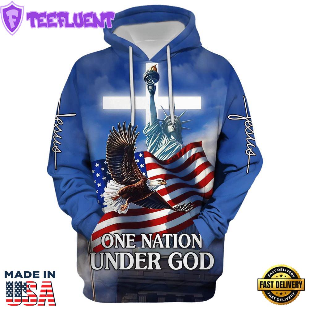 One Nation Under God American Flag Hoodie For