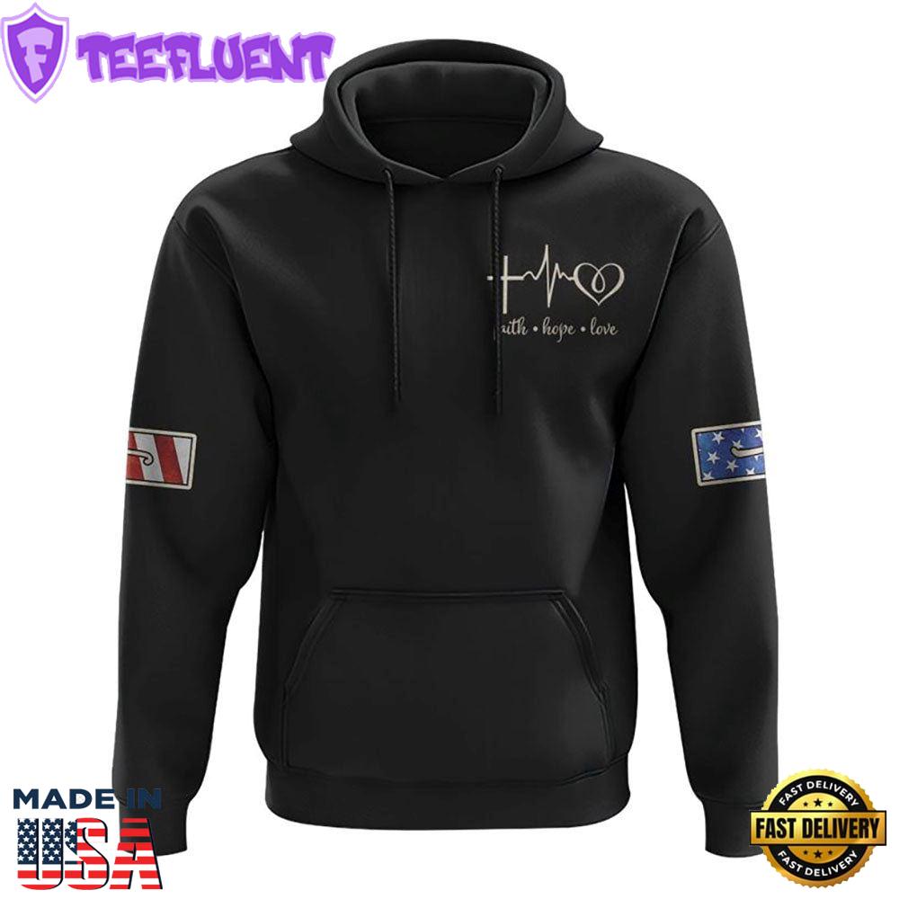 One Nation Under God Eagle Cross American Flag 3D Hoodie