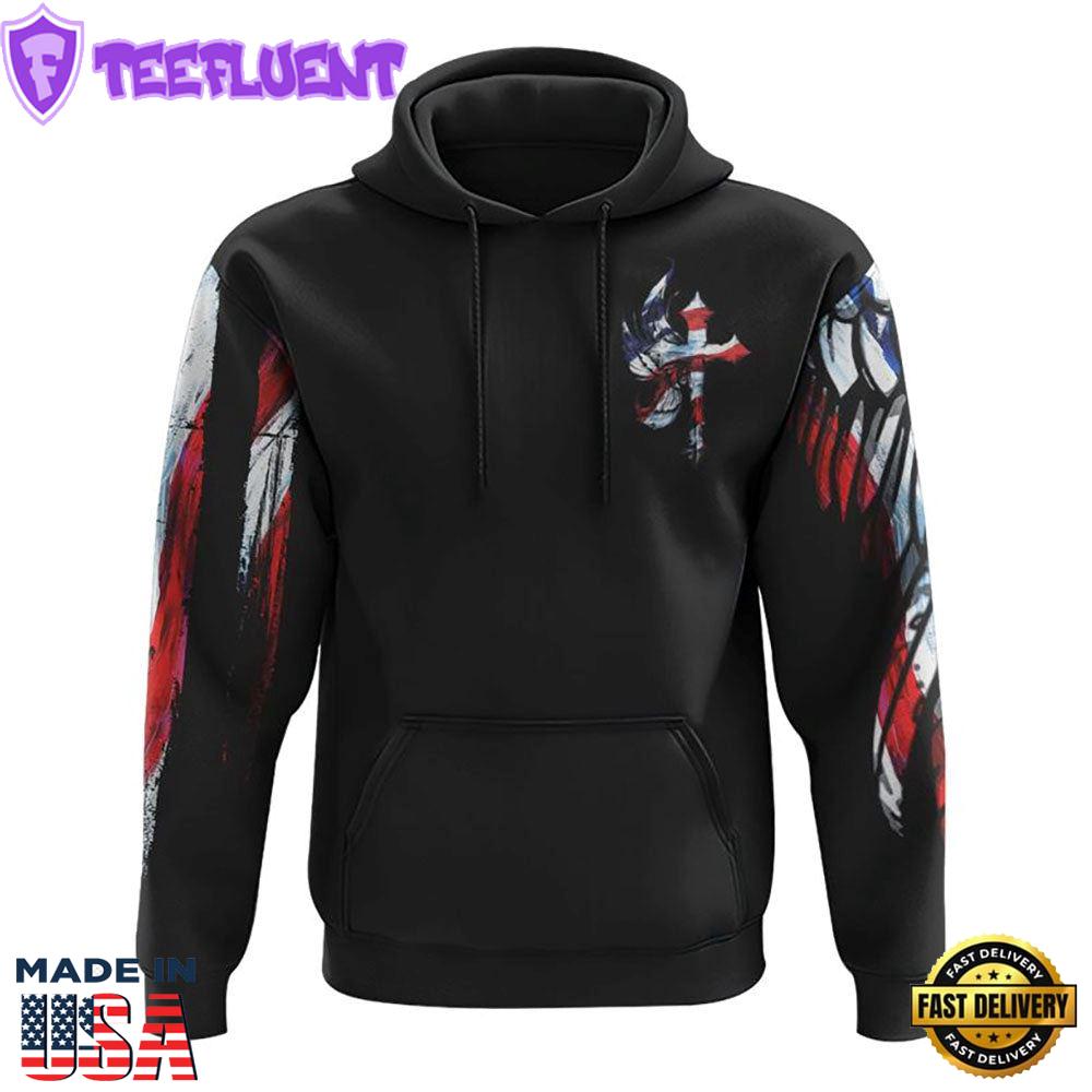 One Nation Under God Eagle Painting Cross 3D Hoodie